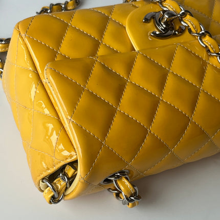 Chanel Classic Flap Rectangular Mini Yellow Patent Leather Silver Hardware, 2014-2015