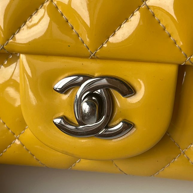 Chanel Classic Flap Rectangular Mini Yellow Patent Leather Silver Hardware, 2014-2015