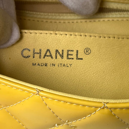 Chanel Classic Flap Rectangular Mini Yellow Patent Leather Silver Hardware, 2014-2015