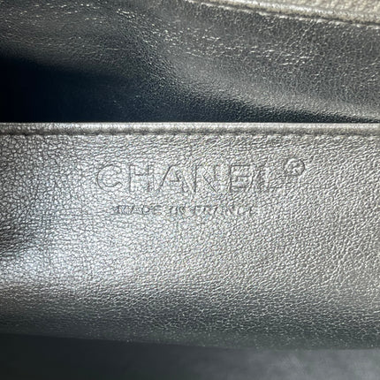 [Rare] Chanel Classic Flap Maxi Silver Lambskin Leather Single Flap Silver Hardware 2011