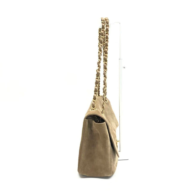 Chanel Suede Calfskin Small Souplissimo Maxi Flap Dark Beige Matthieu Blazy