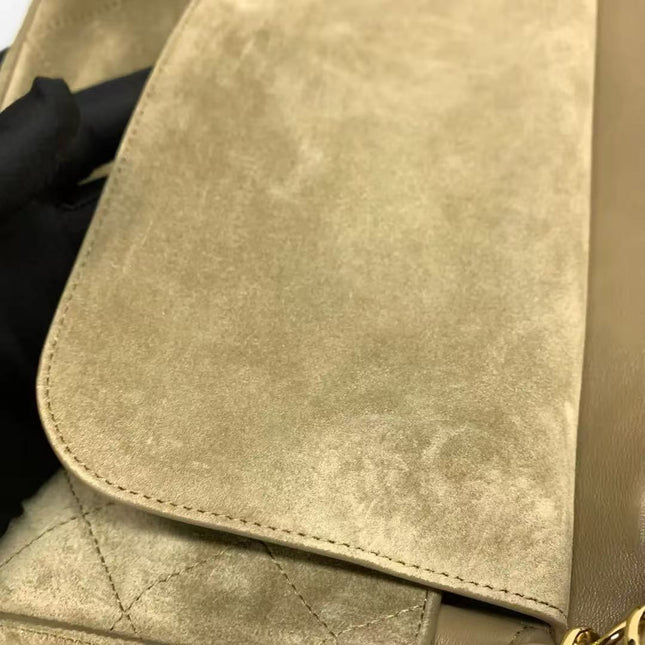 Chanel Suede Calfskin Small Souplissimo Maxi Flap Dark Beige Matthieu Blazy