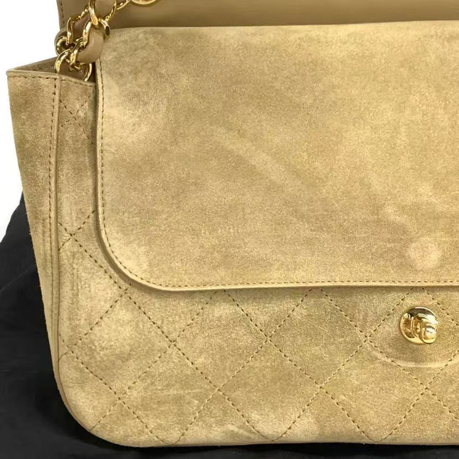 Chanel Suede Calfskin Small Souplissimo Maxi Flap Dark Beige Matthieu Blazy