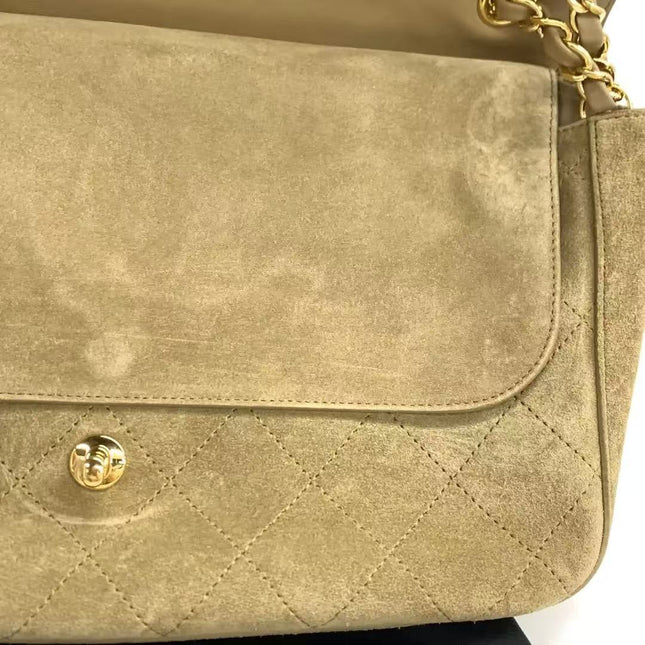 Chanel Suede Calfskin Small Souplissimo Maxi Flap Dark Beige Matthieu Blazy