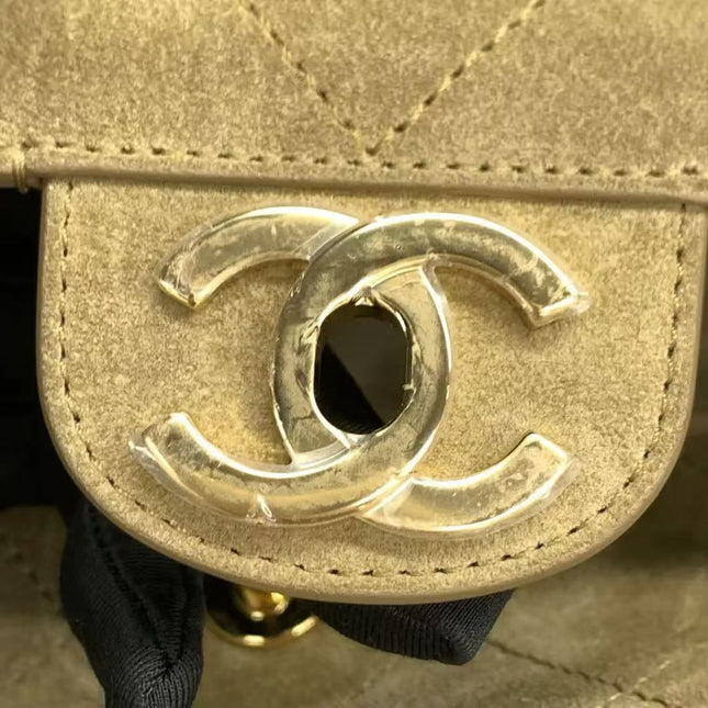 Chanel Suede Calfskin Small Souplissimo Maxi Flap Dark Beige Matthieu Blazy