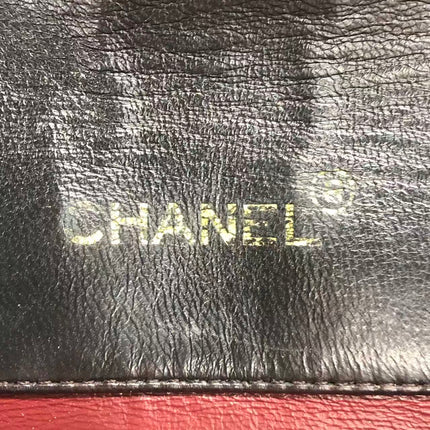 Chanel Vintage Half Moon Flap Bag Black Lambskin Leather Mega Gold Hardware 1989-1991