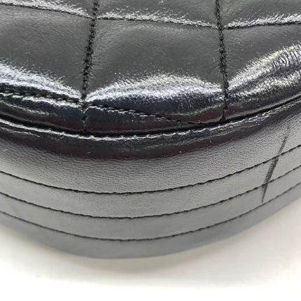 Chanel Vintage Half Moon Flap Bag Black Lambskin Leather Mega Gold Hardware 1989-1991