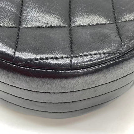 Chanel Vintage Half Moon Flap Bag Black Lambskin Leather Mega Gold Hardware 1989-1991