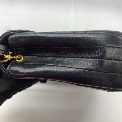 Chanel Vintage Half Moon Flap Bag Black Lambskin Leather Mega Gold Hardware 1989-1991