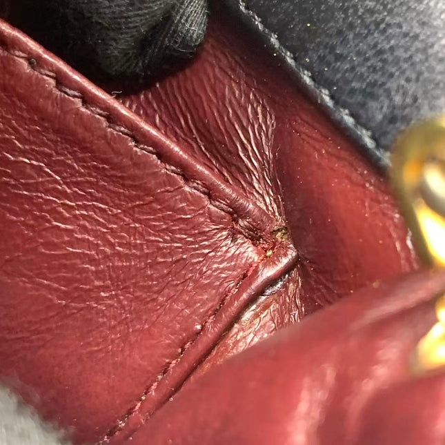 Chanel Vintage Half Moon Flap Bag Black Lambskin Leather Mega Gold Hardware 1989-1991