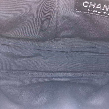 Chanel 2.55 East West Black Fabric Flap Bag with Silver Chain Shoulder Bag