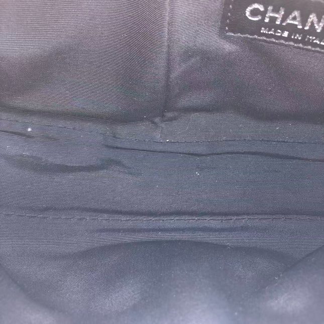 Chanel 2.55 East West Black Fabric Flap Bag with Silver Chain Shoulder Bag