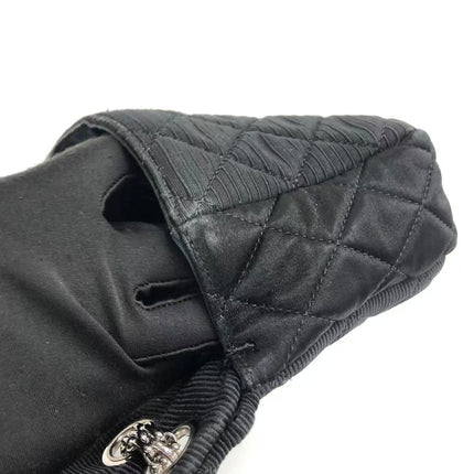 Chanel 2.55 East West Black Fabric Flap Bag with Silver Chain Shoulder Bag