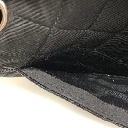 Chanel 2.55 East West Black Fabric Flap Bag with Silver Chain Shoulder Bag