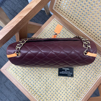 Chanel Classique Grand Modèle Cuir d'Agneau Noir Double Rabat Métal Argenté 2012