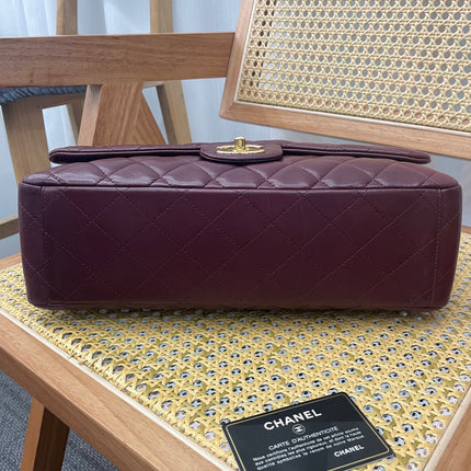 Chanel Classique Grand Modèle Cuir d'Agneau Noir Double Rabat Métal Argenté 2012