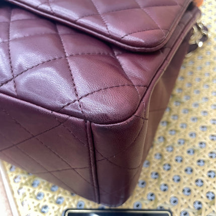 Chanel Classique Grand Modèle Cuir d'Agneau Noir Double Rabat Métal Argenté 2012