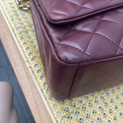 Chanel Classique Grand Modèle Cuir d'Agneau Noir Double Rabat Métal Argenté 2012