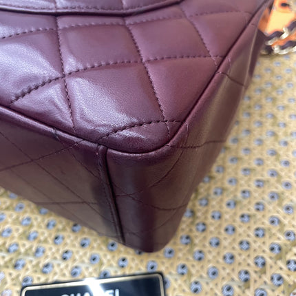 Chanel Classique Grand Modèle Cuir d'Agneau Noir Double Rabat Métal Argenté 2012