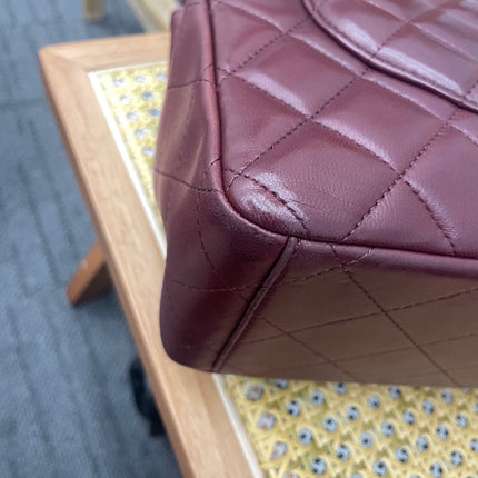 Chanel Classique Grand Modèle Cuir d'Agneau Noir Double Rabat Métal Argenté 2012
