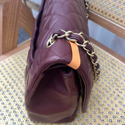 Chanel Classique Grand Modèle Cuir d'Agneau Noir Double Rabat Métal Argenté 2012