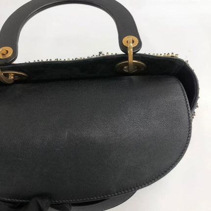 Lady Dior Medium Multicolor Beaded Leather and Fabric Gold Hardware with Strap