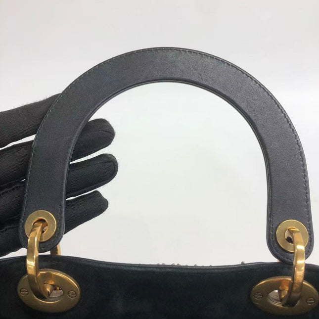 Lady Dior Medium Multicolor Beaded Leather and Fabric Gold Hardware with Strap