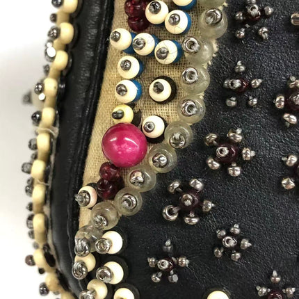 Lady Dior Medium Multicolor Beaded Leather and Fabric Gold Hardware with Strap