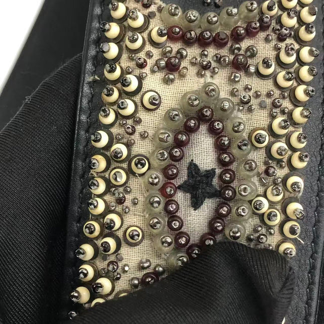 Lady Dior Medium Multicolor Beaded Leather and Fabric Gold Hardware with Strap