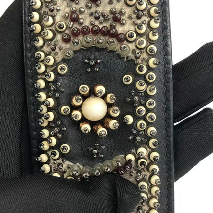 Lady Dior Medium Multicolor Beaded Leather and Fabric Gold Hardware with Strap