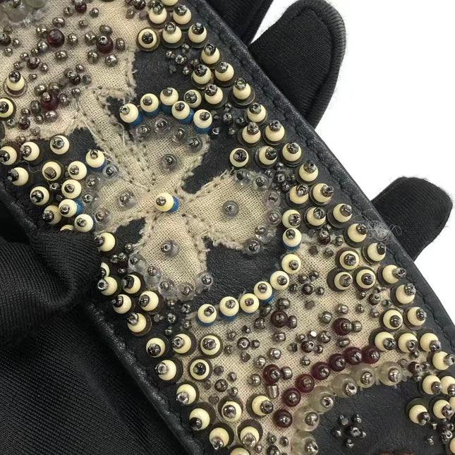 Lady Dior Medium Multicolor Beaded Leather and Fabric Gold Hardware with Strap
