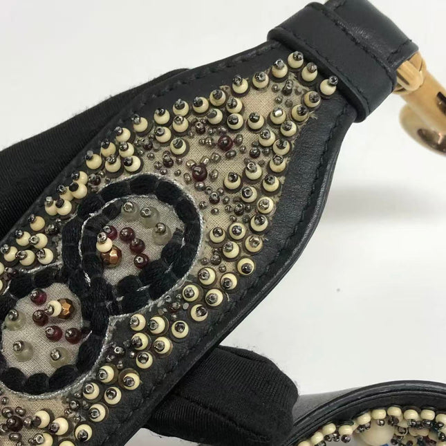 Lady Dior Medium Multicolor Beaded Leather and Fabric Gold Hardware with Strap