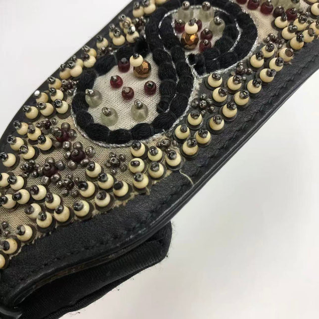 Lady Dior Medium Multicolor Beaded Leather and Fabric Gold Hardware with Strap