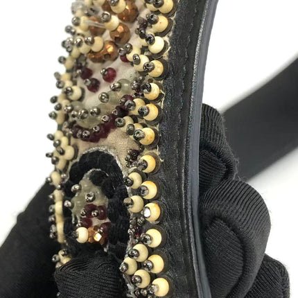 Lady Dior Medium Multicolor Beaded Leather and Fabric Gold Hardware with Strap
