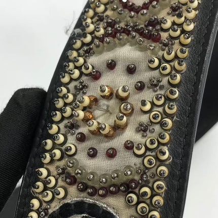 Lady Dior Medium Multicolor Beaded Leather and Fabric Gold Hardware with Strap
