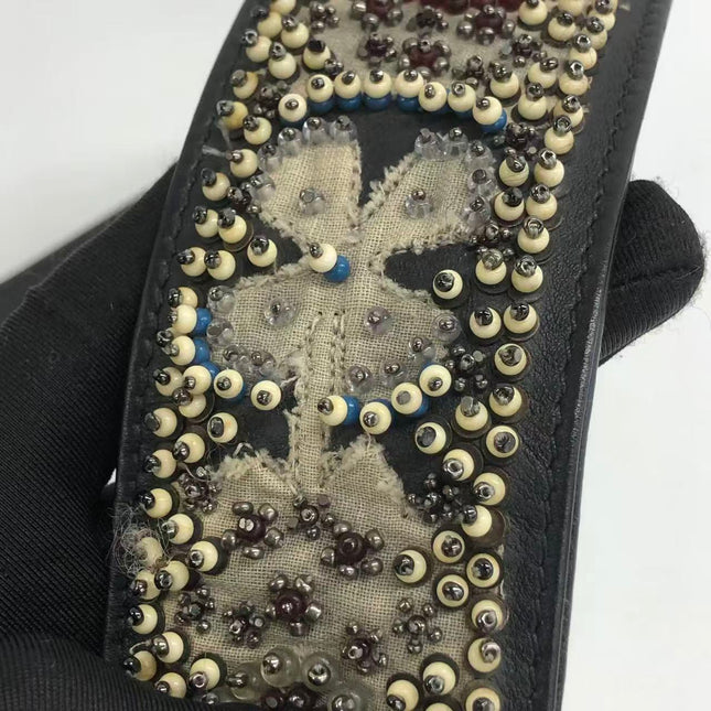Lady Dior Medium Multicolor Beaded Leather and Fabric Gold Hardware with Strap