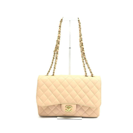 Chanel Classic Flap Jumbo Beige Caviar Leather Single Flap Gold Hardware 2009-10