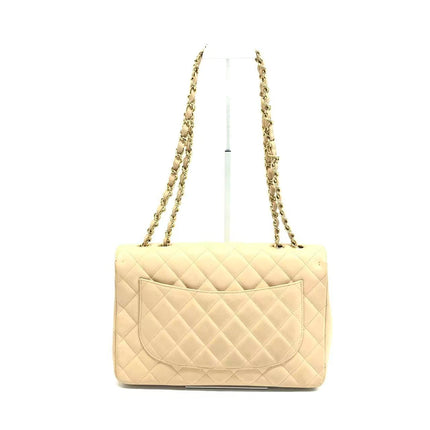 Chanel Classic Flap Jumbo Beige Caviar Leather Single Flap Gold Hardware 2009-10