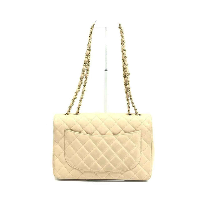 Chanel Classic Flap Jumbo Beige Caviar Leather Single Flap Gold Hardware 2009-10