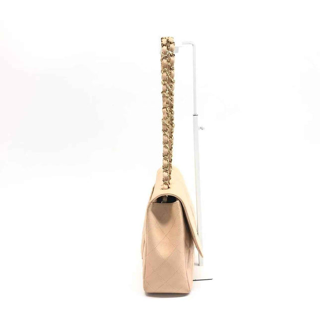 Chanel Classic Flap Jumbo Beige Caviar Leather Single Flap Gold Hardware 2009-10