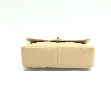 Chanel Classic Flap Jumbo Beige Caviar Leather Single Flap Gold Hardware 2009-10