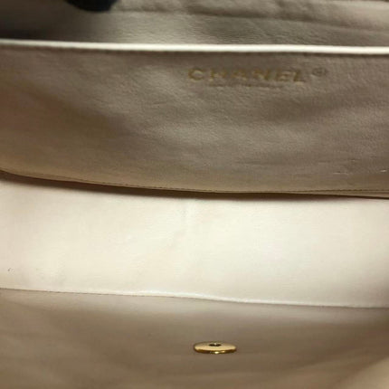 Chanel Classic Flap Jumbo Beige Caviar Leather Single Flap Gold Hardware 2009-10