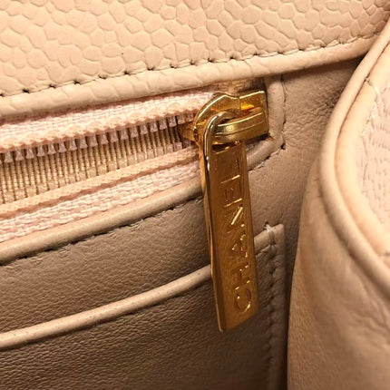 Chanel Classic Flap Jumbo Beige Caviar Leather Single Flap Gold Hardware 2009-10