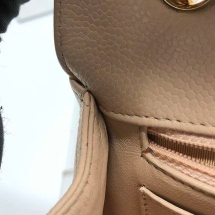 Chanel Classic Flap Jumbo Beige Caviar Leather Single Flap Gold Hardware 2009-10
