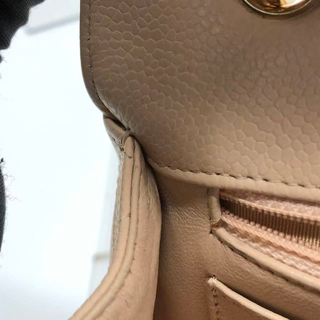 Chanel Classic Flap Jumbo Beige Caviar Leather Single Flap Gold Hardware 2009-10