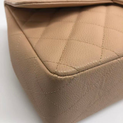 Chanel Classic Flap Jumbo Beige Caviar Leather Single Flap Gold Hardware 2009-10