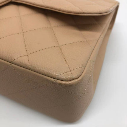 Chanel Classic Flap Jumbo Beige Caviar Leather Single Flap Gold Hardware 2009-10
