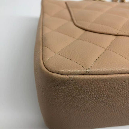 Chanel Classic Flap Jumbo Beige Caviar Leather Single Flap Gold Hardware 2009-10