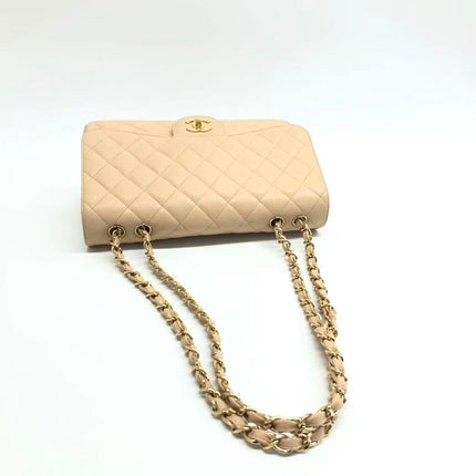 Chanel Classic Flap Jumbo Beige Caviar Leather Single Flap Gold Hardware 2009-10