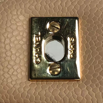 Chanel Classic Flap Jumbo Beige Caviar Leather Single Flap Gold Hardware 2009-10